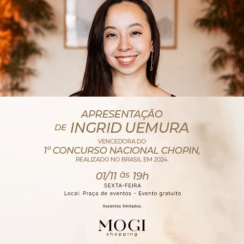 Pianista Ingrid Uemura se apresenta no Mogi Shopping