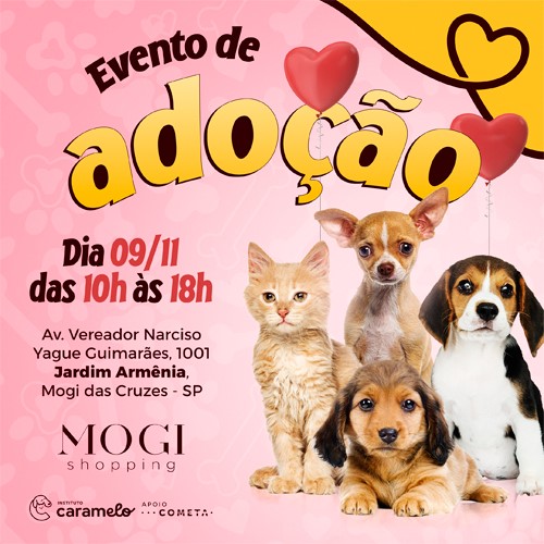 Mogi Shopping e Instituto Caramelo promovem evento de adoção de cães e gatos