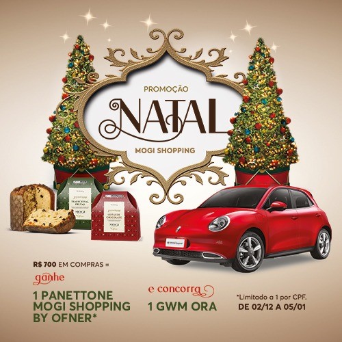 Mogi Shopping sorteará carro 0km elétrico na promoção de Natal