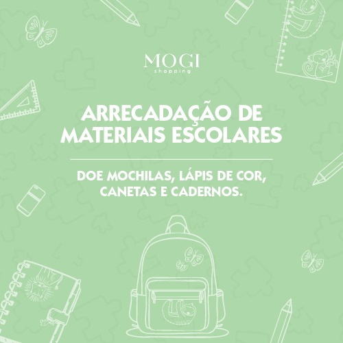 Sacola do Bem, do Mogi Shopping, recebe doação de materiais escolares neste mês